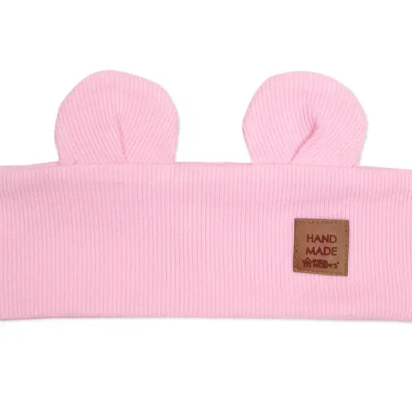 Baby Nellys Čelenka Teddy s oušky pro děti Hand Made - růžová, 1-3 let