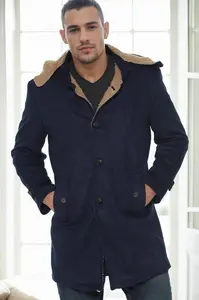 PLT9399 DEWBERRY SUEDE MEN'S COAT-NAVY BLUE