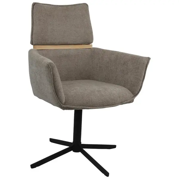 MID.YOU ŽIDLE S PODRUČKAMI, železo, tkaná látka, světle hnědá