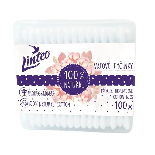 Linteo Papírové vatové tyčinky box 100 ks