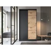 Šatní skříň Esville II Barva korpusu: Černá, Rozměry: 120 cm, Dveře: Dub artisan - bez zrcadla