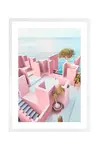 Nástěnná dekorace v rámu home & lifestyle SEA VIEW FROM THE PINK ROOF 50 x 70 cm