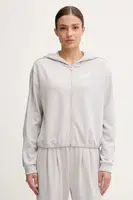 Mikina EA7 Emporio Armani dámská, šedá barva, s kapucí, hladká, AF12643.7W000443