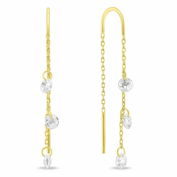 Brilio Silver Pozlacené řetízkové náušnice se zirkony EA895Y