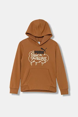 Dětská mikina Puma MID90s Hoodie TR B hnědá barva, s kapucí, s potiskem, 688468