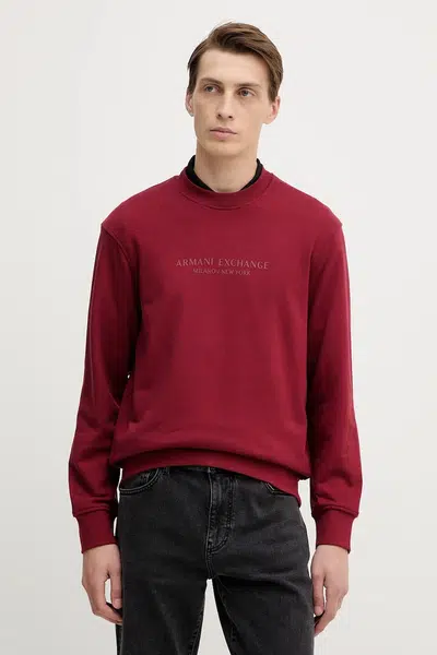 Bavlněná mikina Armani Exchange pánská, vínová barva, s aplikací, XM001284 AF20934