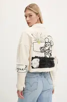 Bavlněná bunda Desigual DISNEY MICKEY béžová barva, přechodná, 25WWSK16