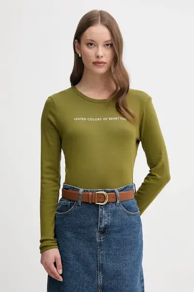 Bavlněné tričko s dlouhým rukávem United Colors of Benetton