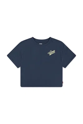 Dětské bavlněné tričko Levi's BOXY MEET AND GREET tmavomodrá barva, 3EN561
