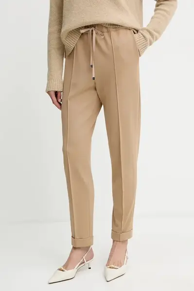 Kalhoty Liviana Conti dámské, béžová barva, high waist, CNTI86