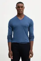 Vlněný svetr Hackett London pánský, tmavomodrá barva, HM7000001