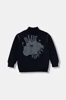 Dětská bavlněná mikina United Colors of Benetton tmavomodrá barva, s aplikací, 3NBMG5042