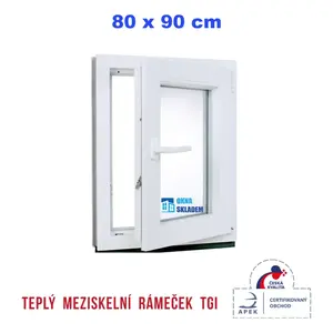 Plastové okno | 80x90 cm (800x900 mm) | Pravé| Bílé | jednokřídlé