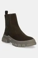 Semišové kotníkové boty Weekend Max Mara Genepi dámské, zelená barva, na platformě, 2525796035600