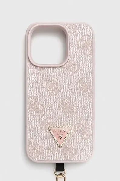 Obal na telefon Guess iPhone 15 Pro 6.1 růžová barva