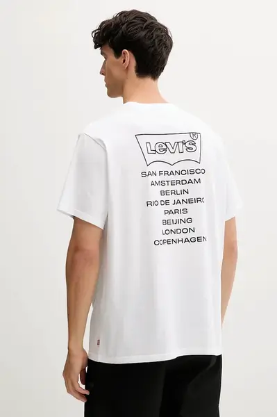 Bavlněné tričko Levi's pánské, bílá barva, s potiskem, A2082