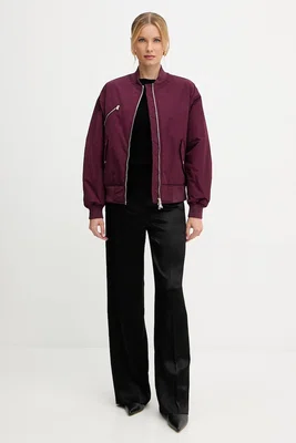 Bomber bunda Patrizia Pepe vínová barva, přechodná, 8O0185 A619