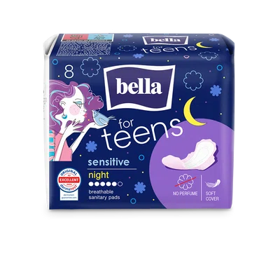 Bella For Teens Sensitive Night hygienické vložky 8 ks