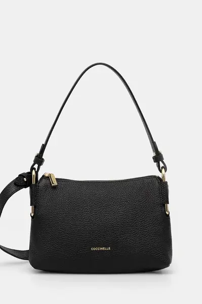 Kožená kabelka Coccinelle REBEKKA černá barva, E5.T95.52.01.01
