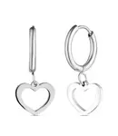 Vuch Srdíčkové kruhové náušnice z oceli Glimmer Silver