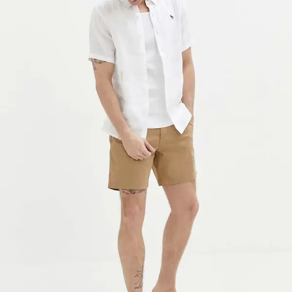 Kraťasy Abercrombie & Fitch pánské, hnědá barva