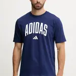 Bavlněné tričko adidas Collegiate pánské, modrá barva, s potiskem, JM6417