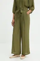 Kalhoty Answear.LAB dámské, zelená barva, široké, high waist
