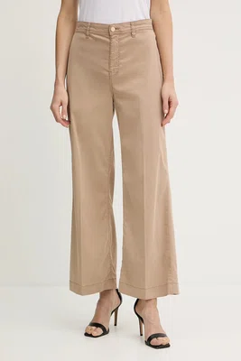 Kalhoty Guess DAKOTA dámské, zelená barva, high waist, W5GA1Y WH7B1
