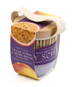 Dárková sada cukrového peelingu a kartáčku – Mango & Passionfruit