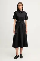 Bavlněné šaty Dkny černá barva, midi, DJ5D9065