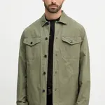 Bavlněná košilová bunda Tommy Hilfiger zelená barva, přechodná, MW0MW39634