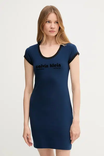 Šaty Calvin Klein Jeans tmavomodrá barva, mini, přiléhavé, LV047C259G