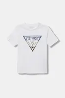 Dětské bavlněné tričko Guess bílá barva, s aplikací, L5YI07 K8HM4