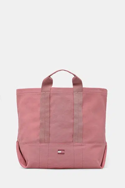 Bavlněná kabelka Tommy Jeans růžová barva, AW0AW17542