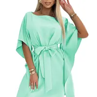287-31 SOFIA Women's butterfly dress with a tie at the waist - mint