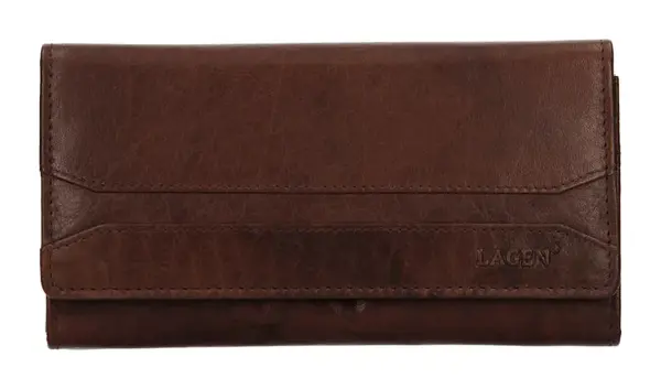 Dámska kožená peňaženka Lagen W-2025 Dark Brown