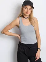 Blouse basic boxer shorts melange light gray