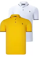 DOUBLE SET T8586 DEWBERRY MEN'S T-SHIRT-WHITE-YELLOW