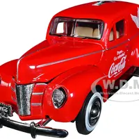 1940 Ford Sedan Cargo Van Red "Pause... Go Refreshed Coca-Cola" with Vending Machine Accessory 1/24 Diecast Model Car by Motor City Classics