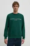 Mikina Tommy Hilfiger pánská, zelená barva, s aplikací