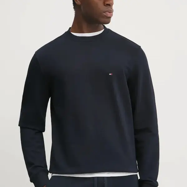 Bavlněná mikina Tommy Hilfiger pánská, tmavomodrá barva, hladká, MW0MW37237