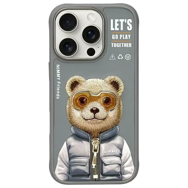 Zadní kryt NIMMY case COOL&CUTE 2.0 Bear pro Apple iPhone 15 Pro Max, šedá