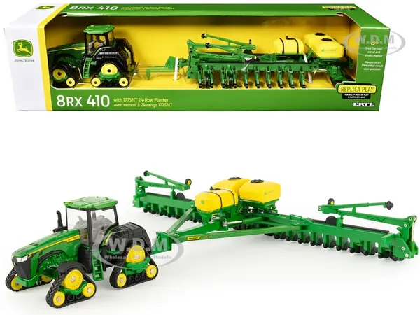 John Deere 8RX 410 Tractor Green with 1775NT 24-Row Planter "Replica Play" Series 1/64 Diecast Model by ERTL TOMY
