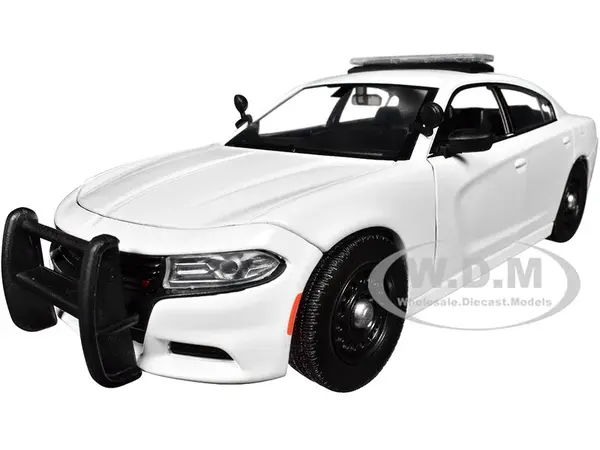 2023 Dodge Charger Pursuit Police Car Plain White "Law Enforcement and Public Service" Series 1/24 Diecast Model Car by Motormax