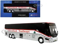 Prevost H3-45 Coach Bus "Adirondack Trailways" Silver Metallic and White with Red Stripes Limited Edition 1/87 (HO) Diecast Model by Iconic Replicas