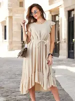 Resti Women's midi dress with ruffles and short sleeves