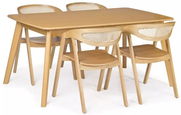 MI-KO Jídelní set stůl Apollo + židle Guru lux dub opěrka výplet