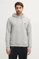 Bavlněná mikina adidas Originals Essential pánská, šedá barva, s kapucí, hladká, JD2405