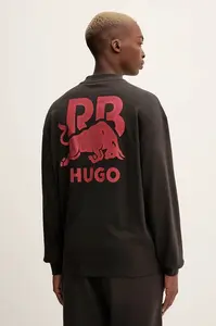 Bavlněné tričko s dlouhým rukávem HUGO Doverlo_RB