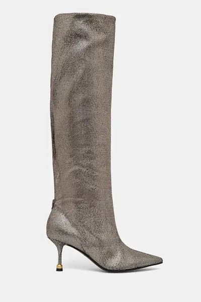 Kožené kozačky Vanda Novak Kaja dámské, zlatá barva, na podpatku